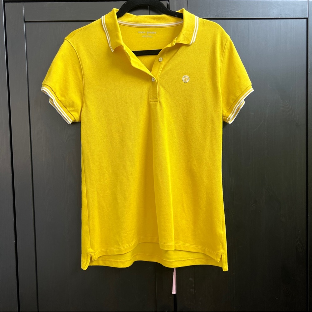 Tory Burch Sport Yellow Polo with White Trim Women’s Size Large